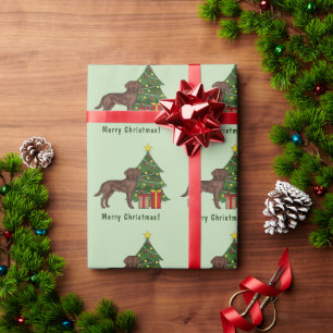 Papier Cadeau Labrador Retriever Brun Chocolat Arbre de Noël