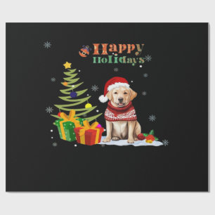 Papier Cadeau Labrador Retriever Chien de Noël Joyeuses Fêtes Sa