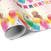 Papier Cadeau Labrador Retriever Dog Balloons Anniversaire (Coin rond)