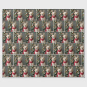 Papier Cadeau Labrador Retriever Portant Des Antlers De Rennes (Plat)