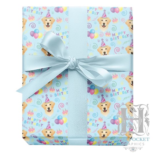 Papier Cadeau Labrador Retriever Wrapping Paper in Blue