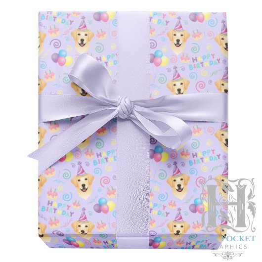 Papier Cadeau Labrador Retriever Wrapping Paper in Purple
