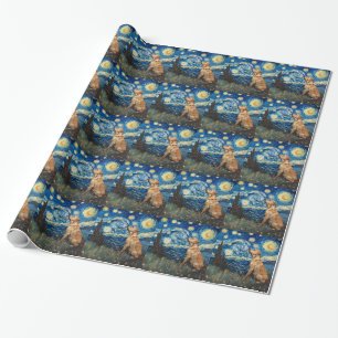 Papier Cadeau Labrador Retriever Yellow Lab Chien Starry Night