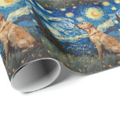 Papier Cadeau Labrador Retriever Yellow Lab Chien Starry Night (Coin rond)
