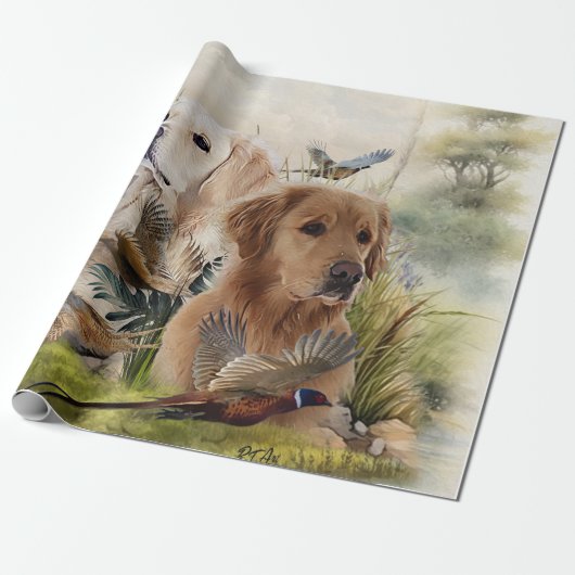 Papier Cadeau Labrador Retrivers avec faisan, Art (Déroulé)