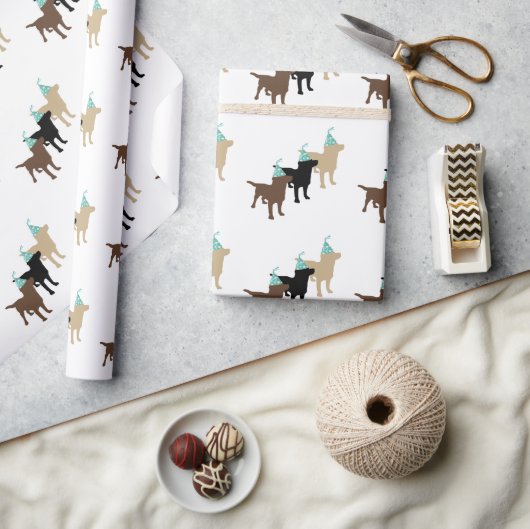 Papier Cadeau Labrador Retrivers In Birthday Party Casquette (Artisanat)