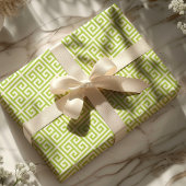 Papier Cadeau Labyrinthe à clé grecque verte