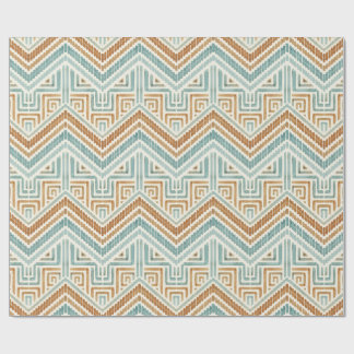 Papier Cadeau Labyrinthe côtier aquarelle aqua et terracotta