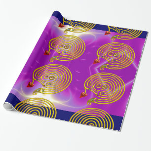 PAPIER CADEAU LABYRINTHE D'OR HYPER / VAGUES LUMINEUSES DE FUCHS