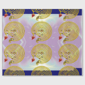 PAPIER CADEAU LABYRINTHE D'OR HYPER / VAGUES LUMINEUSES TURQUOIS (Plat)