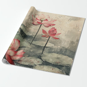 Papier Cadeau Lac de lotus au clair de lune (6)