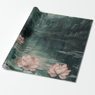 Papier Cadeau Lac de lotus au clair de lune (8)