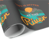 Papier Cadeau Lac - La Vie Est Meilleure Sur La Rivière (Coin rond)