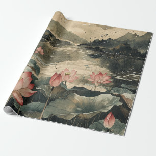 Papier Cadeau Lac Lotus Clair de Lune (1)