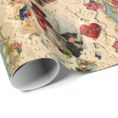 PAPIER CADEAU LACE ANTIQUE VALENTINE, CUPIDE, AMOUREUX ET BOUTTE (Coin rond)