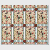 PAPIER CADEAU LACE ANTIQUE VALENTINE, CUPIDE, AMOUREUX ET BOUTTE (Plat)