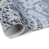 PAPIER CADEAU LACE D'ANCIENNE LACE NOIR ET BLEU CADEAU WRAPPING (Coin rond)