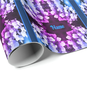 Papier Cadeau Lacecap Hydrangea Noir Blanc teint Personnalisé