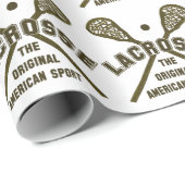 Papier Cadeau Lacrosse le sport américain original (Coin rond)