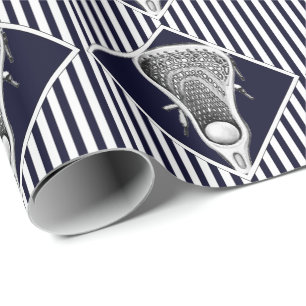 Papier Cadeau Lacrosse Marine Blue Sports Papier à envelopper