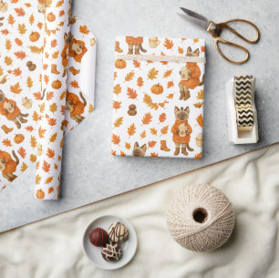 Papier Cadeau L'action d'automne