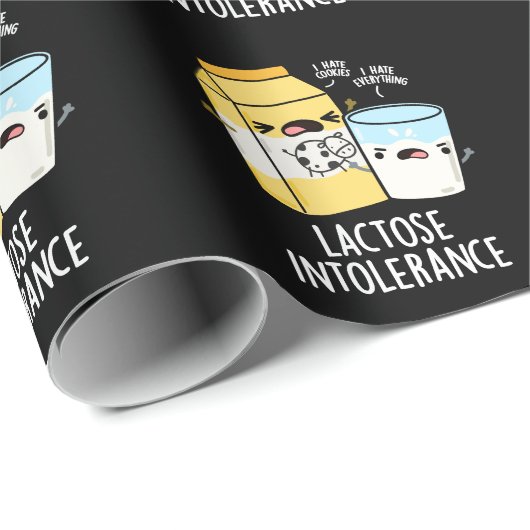 Papier Cadeau Lactose Intolérance Funk Milk Pun Dark BG (Coin rond)