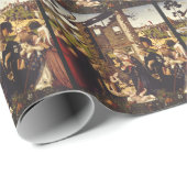 Papier Cadeau L'adoration de l'enfant avec les saints et les don (Coin rond)