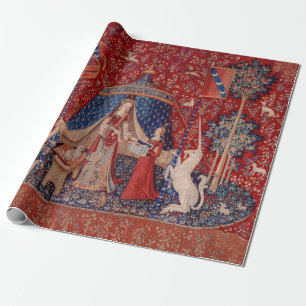 Papier Cadeau Lady and Unicorn Medieval Tapestry Desire