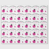 Papier Cadeau Lady Bug Rose Joyeux Anniversaire (Plat)