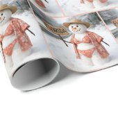 Papier Cadeau Lady Snowman Hitchhiking with a Florida Sign (Coin rond)