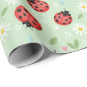 Papier Cadeau Ladybug Flower Pattern (Coin rond)