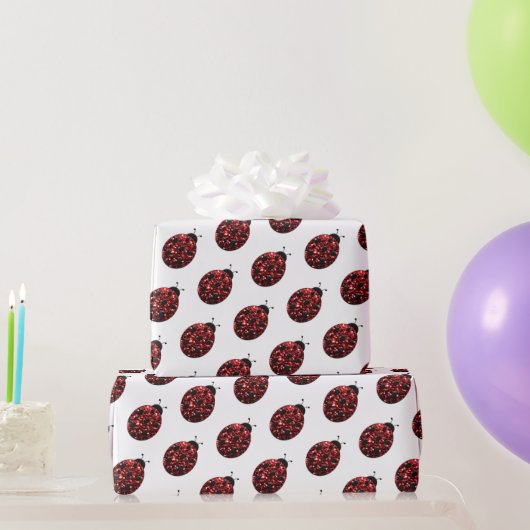 Papier Cadeau Ladybug parties scintillant scintille motif rouge (Cadeaux de fête)