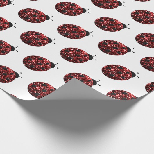 Papier Cadeau Ladybug parties scintillant scintille motif rouge  (Coin)