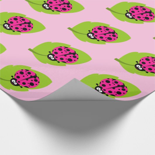 Papier Cadeau Ladybug rose chaud (Coin)