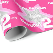 Papier Cadeau L'âge nommé de filles ajoutent votre profil sous (Coin rond)