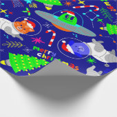 Papier Cadeau laide alien de Noël père Noël chat chien (Coin)