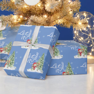 Papier Cadeau Laisse-le neiger Beau Noël bleu
