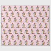 Papier Cadeau Laisser couler le cône de crème glacée rose (Plat)