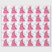 Papier Cadeau Laisser la Casquette rose Pom-Pom-Fille aux yeux b (Plat)