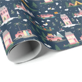 Papier Cadeau Laisser l'aventure commencer Chic rose Retro Van T (Coin rond)