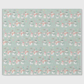 Papier Cadeau Laisser Neige Des neiges Sur Vert (Plat)