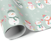 Papier Cadeau Laisser Neige Des neiges Sur Vert (Coin rond)