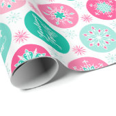 Papier Cadeau Laisser neiger rose Turquoise Flèches de neige (Coin rond)