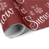 Papier Cadeau Laisser neiger rouge blanc neige Flake Noël (Coin rond)