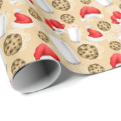 Papier Cadeau Lait de Noël et biscuits motif carrelé (Coin rond)
