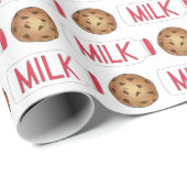 Papier Cadeau Lait et biscuits Chocolat Chip Cookie Milkman (Coin rond)