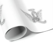 Papier Cadeau L'alphabet L lettre initiale d'ange s'envole le (Coin rond)