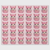 Papier Cadeau Lama bébé rose souriant (Plat)