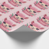Papier Cadeau Lama bébé rose souriant (Coin)