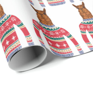 Papier Cadeau Lama mignon utilisant le chandail laid drôle de